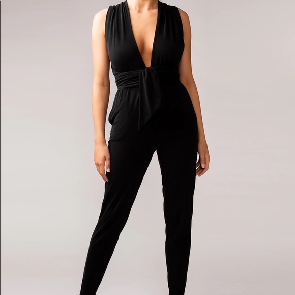 Zafira Black Multi-Way Adjustable Tie Jumpsuit - Picture 1 of 5